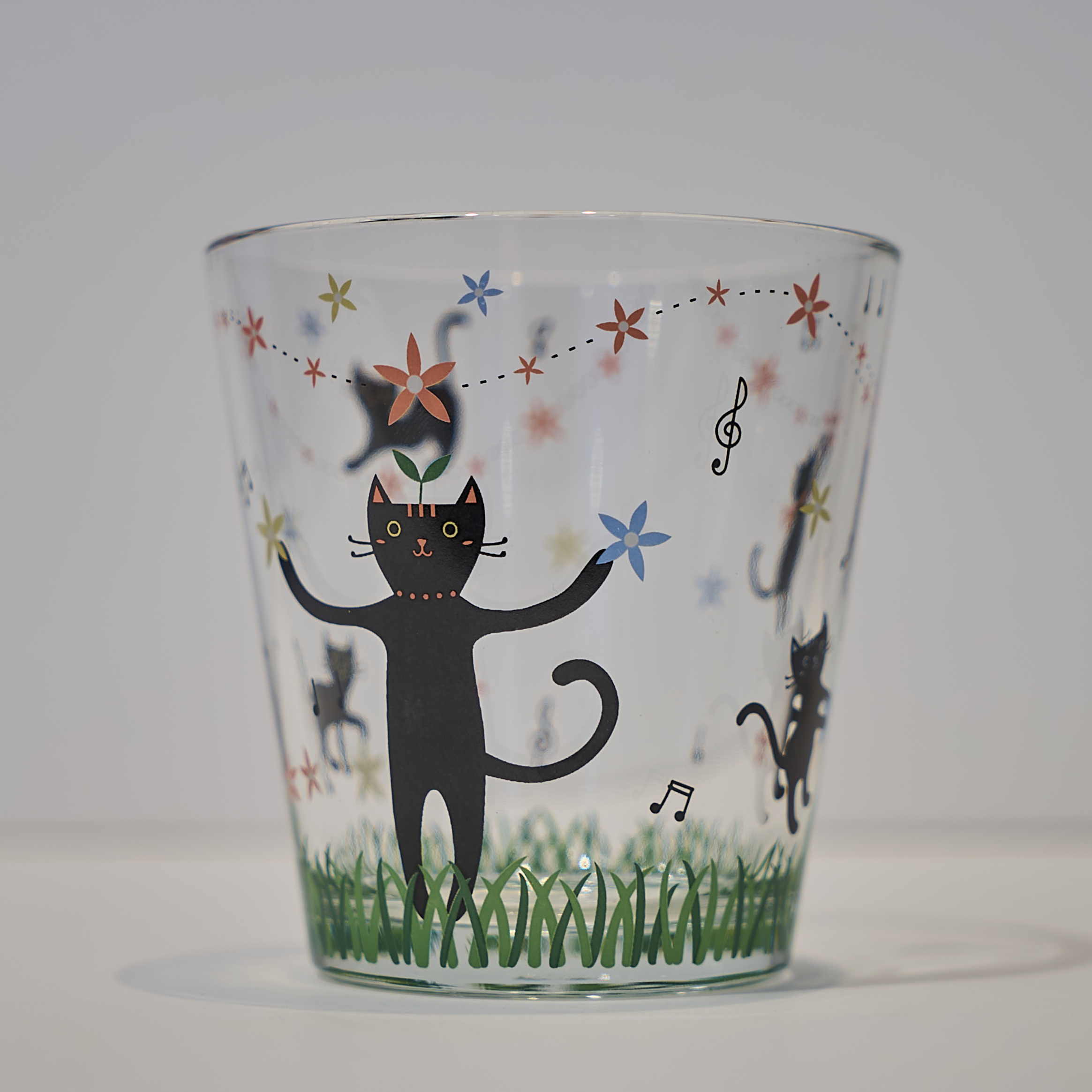 黒ねこドルチェ ガラスタンブラー フラワー